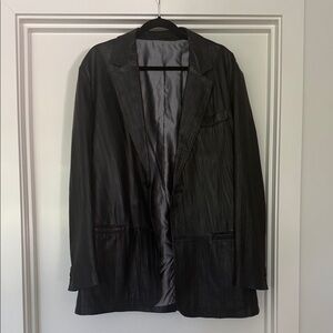 Jhane Barnes Men's Black leather Jacket size 44